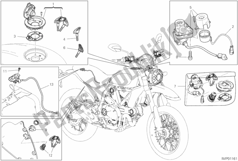 Tutte le parti per il 13e - Dispositivi Elettrici del Ducati Scrambler Desert Sled 803 2020